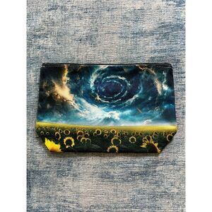 Sunflower Field Vortex Cotton Canvas Small Makeup Bag Travel Toiletry Pouch